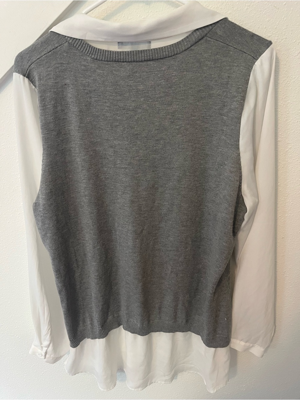 Adrianna Papell Gray Sweater with White Shirt Collar - Picture 3 of 3